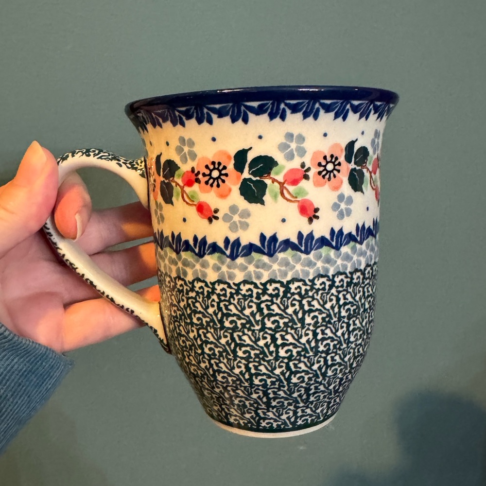 Polish Pottery Bistro Mug - 16 OZ - Cherry Blossom 🌸 - Picture 2 of 9